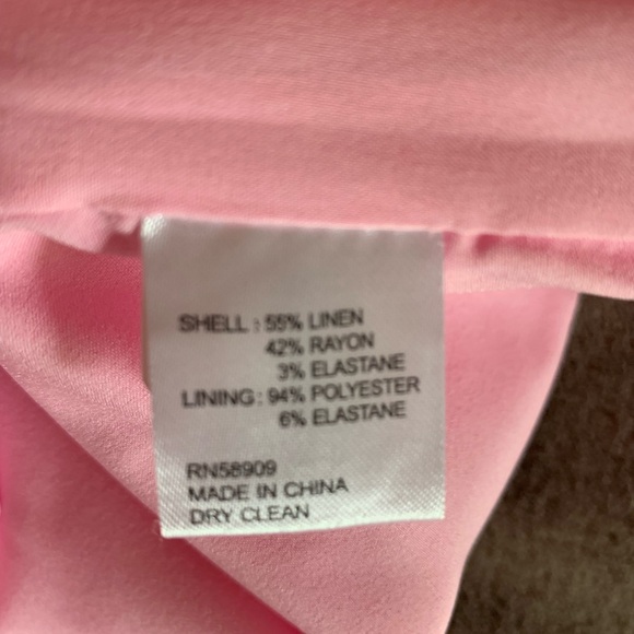 Antonio Melani Pink Linen Blend Cropped Pants Scalloped Hem Size 14 - Picture 4 of 7